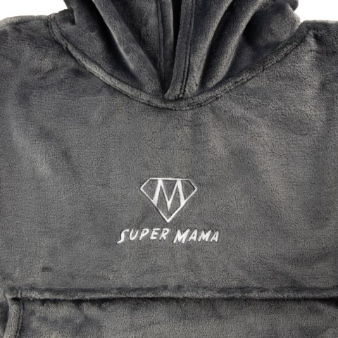Bluzair SUPER MAMA - Bluza koc - Szary - prezent na dzień matki Bluzair SUPER MAMA - Bluza koc - Szary - prezent na dzień matki