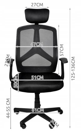 Fotel Biurowy Obrotowy Ergonomiczny / Czarny / MALATEC