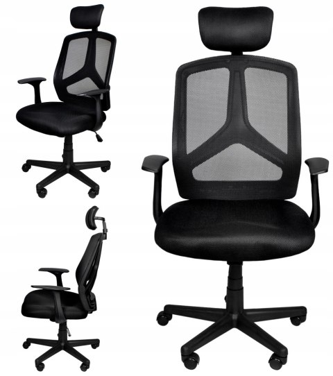 Fotel Biurowy Obrotowy Ergonomiczny / Czarny / MALATEC