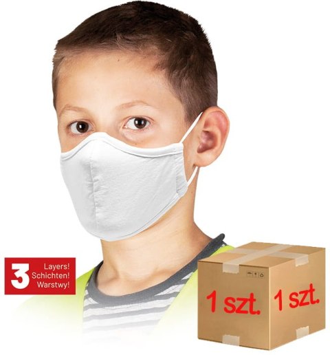 Maseczka wielokrotnego użytku dla dzieci / Biała / MAS-SAFER-KIDS W Maseczka wielokrotnego użytku dla dzieci / Biała / MAS-SAFER-KIDS W