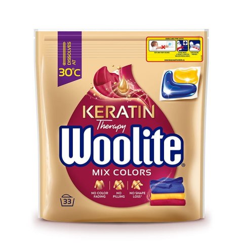 Woolite Żelowe kapsułki do prania z keratyną do kolorów 33 szt Woolite Żelowe kapsułki do prania z keratyną do kolorów 33 szt