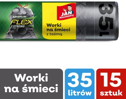 Jan Niezbędny Worki LD Magnum Flex Taśma 35L 15szt. - 5 op. Jan Niezbędny Worki LD Magnum Flex Taśma 35L 15szt. - 5 op.