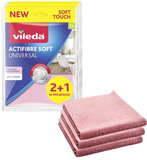 Ściereczka Vileda ACTIFIBRE Soft Universal zestaw 2+1 Ściereczka Vileda ACTIFIBRE Soft Universal zestaw 2+1
