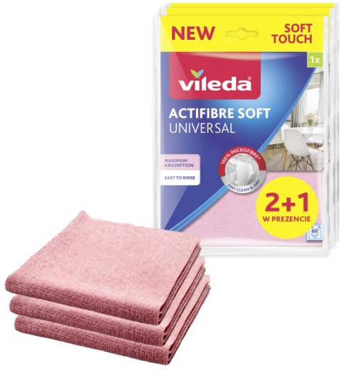 Ściereczka Vileda ACTIFIBRE Soft Universal zestaw 2+1 Ściereczka Vileda ACTIFIBRE Soft Universal zestaw 2+1