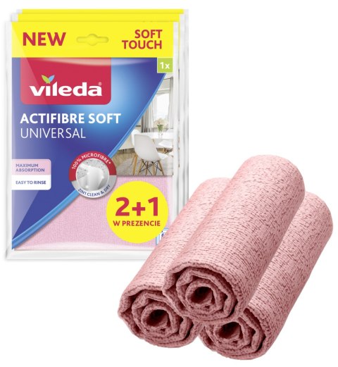 Ściereczka Vileda ACTIFIBRE Soft Universal zestaw 2+1 Ściereczka Vileda ACTIFIBRE Soft Universal zestaw 2+1