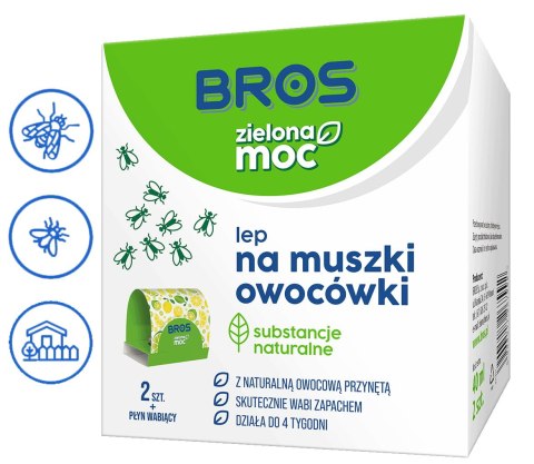 BROS - Zielona Moc lep na muszki owocówki 2 szt. BROS - Zielona Moc lep na muszki owocówki 2 szt.