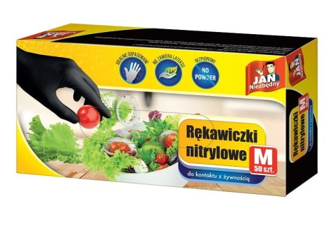 Jan Niezbędny Rękawiczki Nitrylowe Czarne M 50szt Jan Niezbędny Rękawiczki Nitrylowe Czarne M 50szt