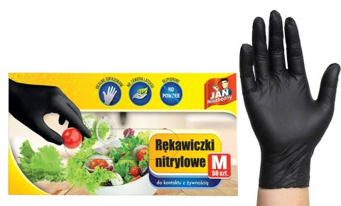 Jan Niezbędny Rękawiczki Nitrylowe Czarne M 50szt Jan Niezbędny Rękawiczki Nitrylowe Czarne M 50szt