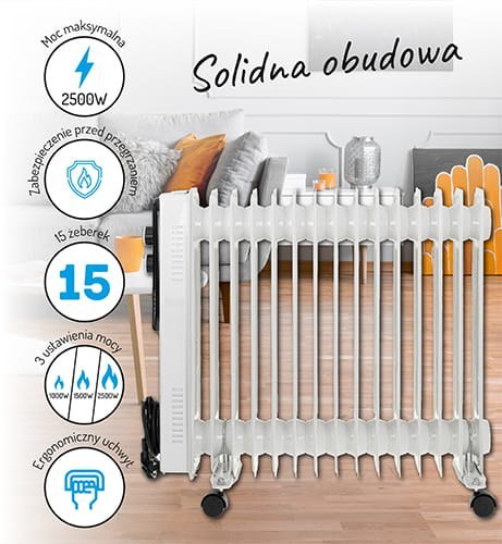 Grzejnik Olejowy (15 żeberek) 2500W ADLER AD 7819 Grzejnik Olejowy (15 żeberek) 2500W ADLER AD 7819