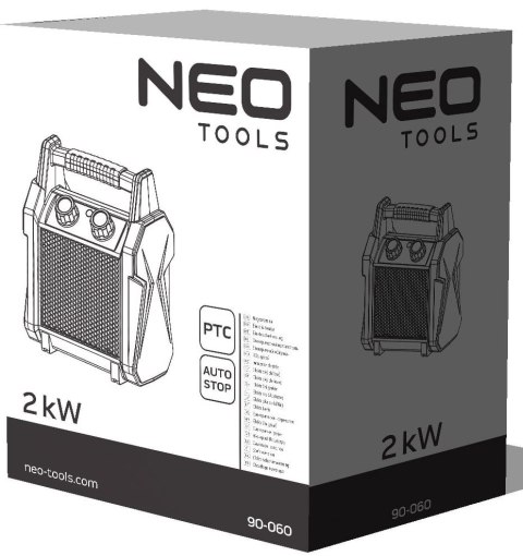 Nagrzewnica Elektryczna Ceramiczna PTC, 2kW Nowy Model Nagrzewnica Elektryczna Ceramiczna PTC, 2kW Nowy Model