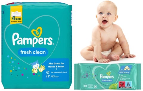PAMPERS Chusteczki Nawilżane Fresh Clean 4 x 80 szt. PAMPERS Chusteczki Nawilżane Fresh Clean 4 x 80 szt.