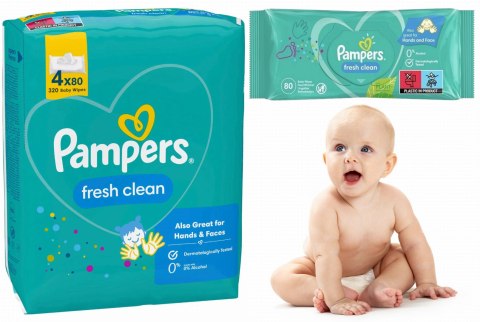 PAMPERS Chusteczki Nawilżane Fresh Clean 4 x 80 szt. PAMPERS Chusteczki Nawilżane Fresh Clean 4 x 80 szt.