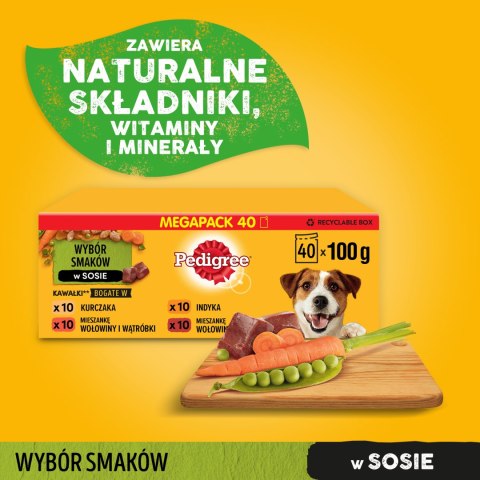 PEDIGREE Mixed Selection with Vegetables Sos Ind/Jag/Woł/Kur 40x100g PEDIGREE Mixed Selection with Vegetables Sos Ind/Jag/Woł/Kur 40x100g