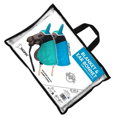 Derka dwustronna i nauszniki Skippi dla Hobby Horse - niebieska i miętowa Derka dwustronna i nauszniki Skippi dla Hobby Horse - niebieska i miętowa