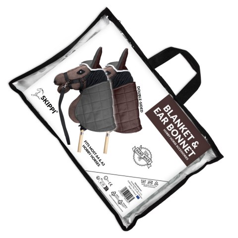 Derka dwustronna i nauszniki Skippi dla Hobby Horse - szary i brązowy Derka dwustronna i nauszniki Skippi dla Hobby Horse - szary i brązowy