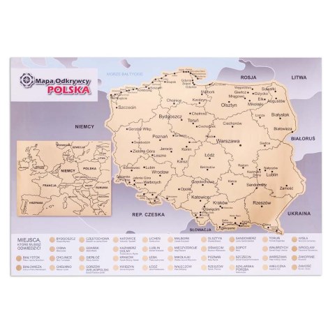 Mapa Odkrywcy Polska plakat ZDRAPKA w tubie duża Mapa Odkrywcy Polska plakat ZDRAPKA w tubie duża
