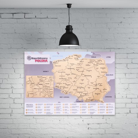 Mapa Odkrywcy Polska plakat ZDRAPKA w tubie duża Mapa Odkrywcy Polska plakat ZDRAPKA w tubie duża