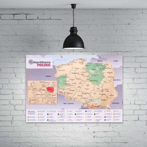 Mapa Odkrywcy Polska plakat ZDRAPKA w tubie duża Mapa Odkrywcy Polska plakat ZDRAPKA w tubie duża
