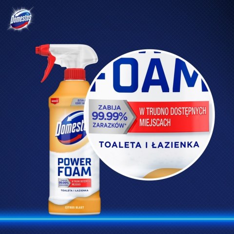 Domestos Power Foam Piana Do Mycia Toalety i Łazienki Citrus Blast 435ml Domestos Power Foam Piana Do Mycia Toalety i Łazienki Citrus Blast 435ml