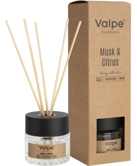 VALPE Dyfuzor Zapachowy Z Patyczkami PIŻMO-CYTRUSY 50 ml dz50-328 VALPE Dyfuzor Zapachowy Z Patyczkami PIŻMO-CYTRUSY 50 ml dz50-328