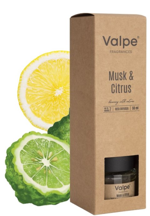 VALPE Dyfuzor Zapachowy Z Patyczkami PIŻMO-CYTRUSY 50 ml dz50-328 VALPE Dyfuzor Zapachowy Z Patyczkami PIŻMO-CYTRUSY 50 ml dz50-328