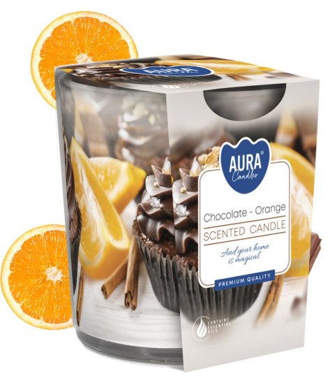 AURA Świeca Zapachowa CZEKOLADA-POMARAŃCZA 22h sn72s-54 AURA Świeca Zapachowa CZEKOLADA-POMARAŃCZA 22h sn72s-54