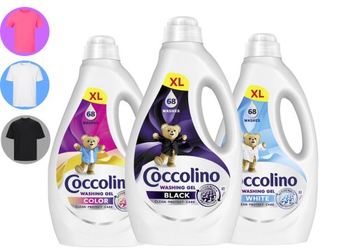 Zestaw 3 Płynów Coccolino XL Żel 68 Prań 2,72l Black + Color + White Zestaw 3 Płynów Coccolino XL Żel 68 Prań 2,72l Black + Color + White