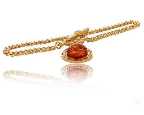 Bransoletka z bursztynem otoczonym drogą grecką z kolekcji Amber (B24/TYN/07AU) Bransoletka z bursztynem otoczonym drogą grecką z kolekcji Amber (B24/TYN/07AU)