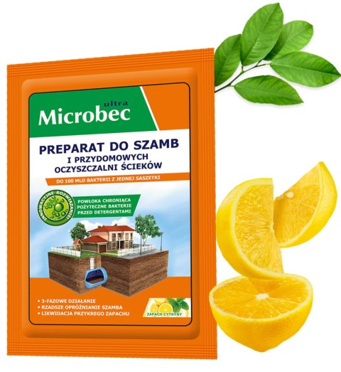 BROS - Microbec ULTRA 25g zapach cytryny - preparat do szamb - 18 szt. BROS - Microbec ULTRA 25g zapach cytryny - preparat do szamb - 18 szt.