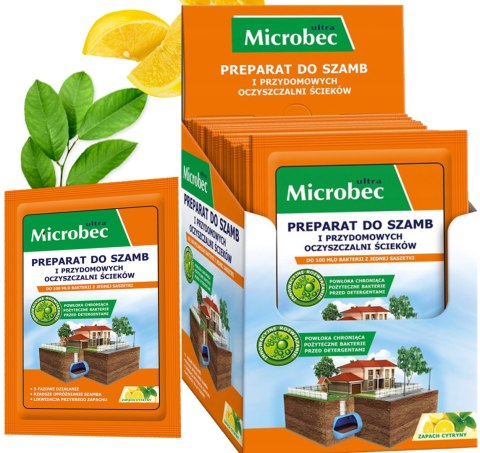 BROS - Microbec ULTRA 25g zapach cytryny - preparat do szamb - 18 szt. BROS - Microbec ULTRA 25g zapach cytryny - preparat do szamb - 18 szt.