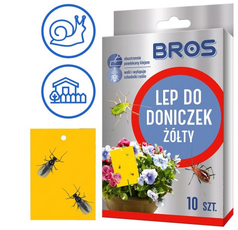 BROS - lep do doniczek żółty 10szt BROS - lep do doniczek żółty 10szt