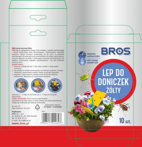 BROS - lep do doniczek żółty 10szt BROS - lep do doniczek żółty 10szt