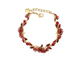 Bransoletka delikatne, czerwone kwiatuszki z kryształkami z kolekcji Blossom (B8155AU/CZ)