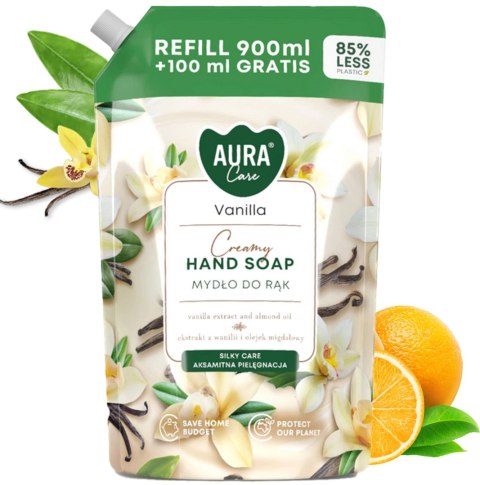 AURA Care Mydło Do Rąk Kremowe Wanilia 1000 ml Uzupełniające AHS-002-003 AURA Care Mydło Do Rąk Kremowe Wanilia 1000 ml Uzupełniające AHS-002-003