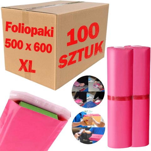 Foliopaki Kurierskie Różowe XL 500x600mm - 100 szt.