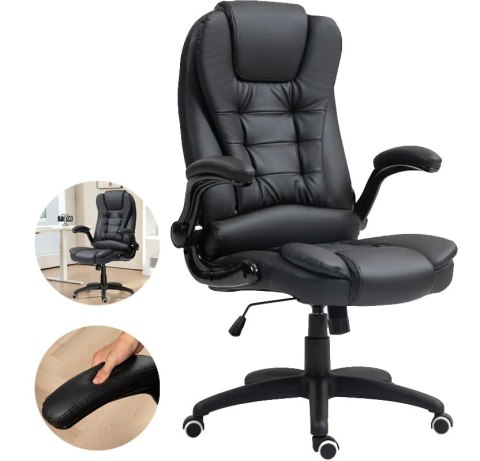 Fotel Biurowy Ze Składanymi Podłokietnikami i Funkcją Odchylania Czarny PAKO 921-731V81BK