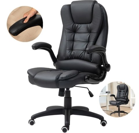 Fotel Biurowy Ze Składanymi Podłokietnikami i Funkcją Odchylania Czarny PAKO 921-731V81BK