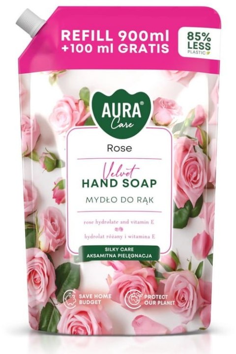 Zestaw 3x1000 ml AURA Care Mydło Do Rąk Uzupełniające Lawenda Róża Wanilia Zestaw 3x1000 ml AURA Care Mydło Do Rąk Uzupełniające Lawenda Róża Wanilia