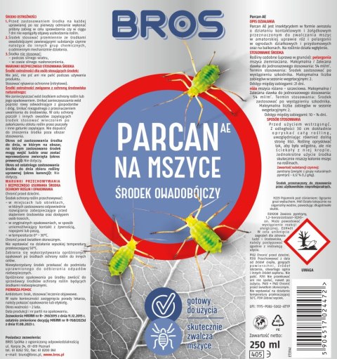 BROS - Parcan AE zwalcza mszyce spray 250ml BROS - Parcan AE zwalcza mszyce spray 250ml