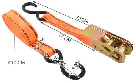 Pas mocujący bagaż 4,5M/25MM - 4 sztuki Pas mocujący bagaż 4,5M/25MM - 4 sztuki