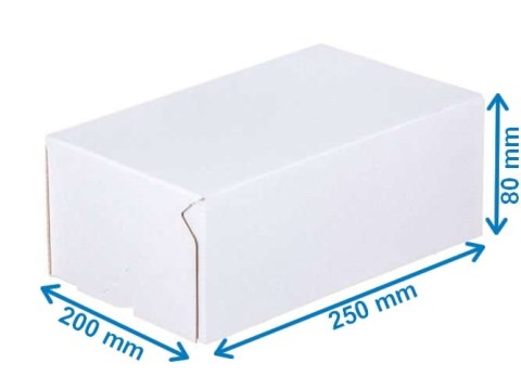Karton Fasonowy 250x200x80mm BIAŁY-BRĄZOWY 3W E 350g/m2 - 200 sztuk Karton Fasonowy 250x200x80mm BIAŁY-BRĄZOWY 3W E 350g/m2 - 200 sztuk