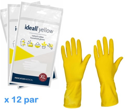 Rękawice Gospodarcze Lateksowe / Żółte / Ideall Yellow - 12 par (XL 9-10) Rękawice Gospodarcze Lateksowe / Żółte / Ideall Yellow - 12 par (XL 9-10)