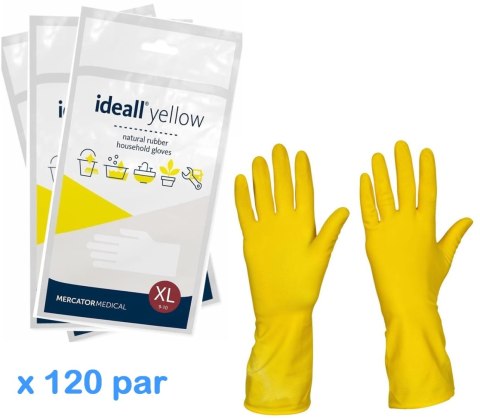 Rękawice Gospodarcze Lateksowe / Żółte / Ideall Yellow - 120 par (M 7-8) Rękawice Gospodarcze Lateksowe / Żółte / Ideall Yellow - 120 par (M 7-8)