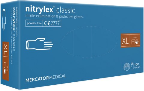 Rękawice Nitrylowe 100 sztuk / Niebieskie / Nitrylex Classic Blue (XL 9-10) Rękawice Nitrylowe 100 sztuk / Niebieskie / Nitrylex Classic Blue (XL 9-10)