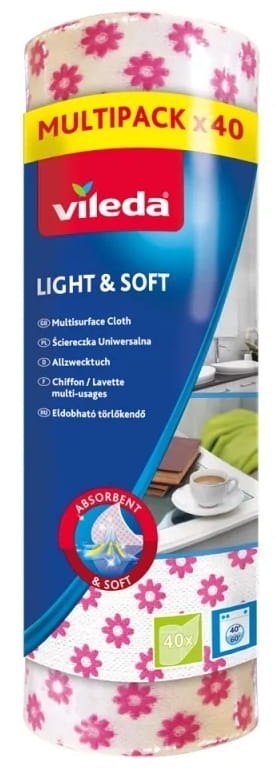 Ściereczka uniwersalna Vileda Light & Soft rolka 40 szt. Ściereczka uniwersalna Vileda Light & Soft rolka 40 szt.