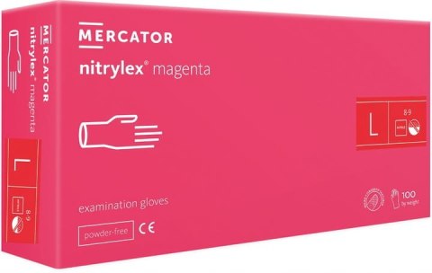 Rękawice Nitrylowe 100 szt. Nitrylex Magenta (M 7-8) Rękawice Nitrylowe 100 szt. Nitrylex Magenta (M 7-8)