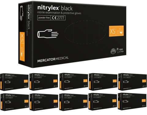 Rękawice Nitrylowe 100 sztuk / Czarne / Nitrylex Black - 10 szt. (XS 5-6) Rękawice Nitrylowe 100 sztuk / Czarne / Nitrylex Black - 10 szt. (XS 5-6)