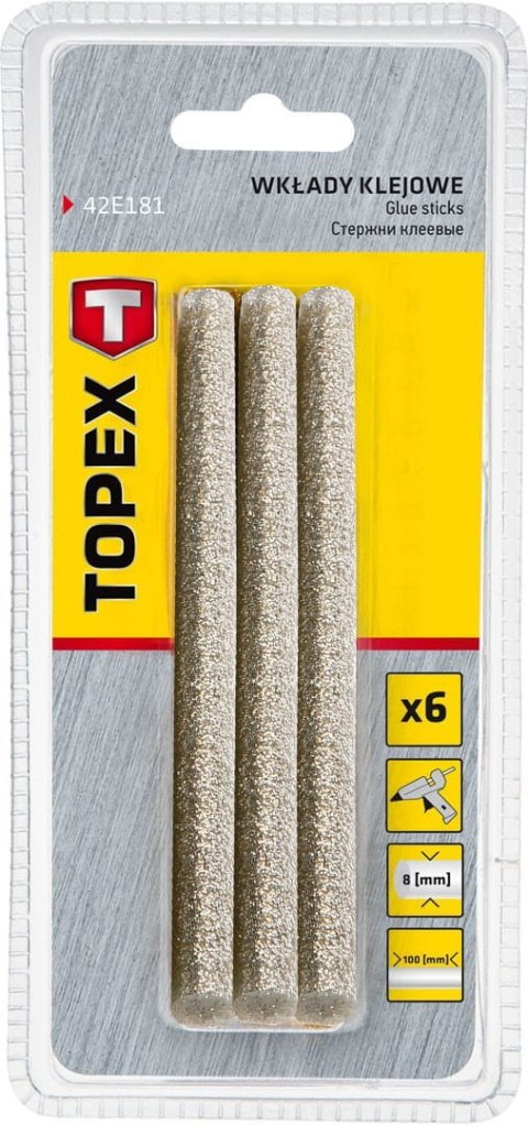 Wkłady Klejowe 8 mm, Brokatowe Srebrne, 6 szt. Wkłady Klejowe 8 mm, Brokatowe Srebrne, 6 szt.