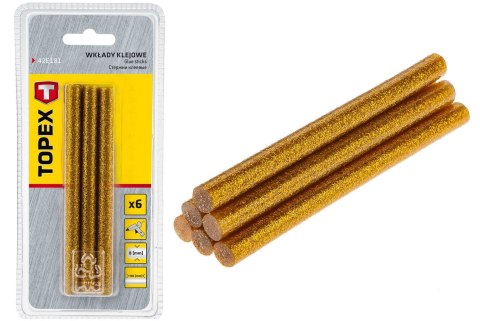 Wkłady Klejowe 8 mm, Brokatowe Złote, 6 szt. Wkłady Klejowe 8 mm, Brokatowe Złote, 6 szt.
