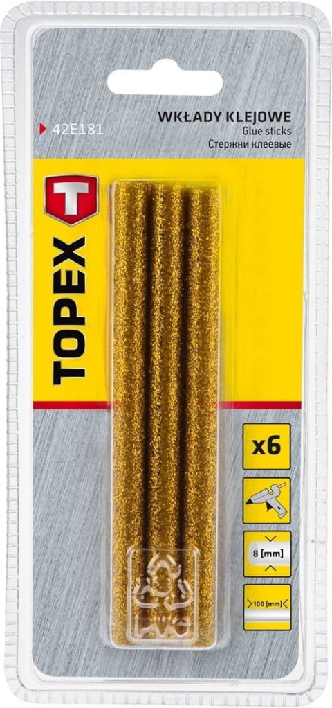 Wkłady Klejowe 8 mm, Brokatowe Złote, 6 szt. Wkłady Klejowe 8 mm, Brokatowe Złote, 6 szt.